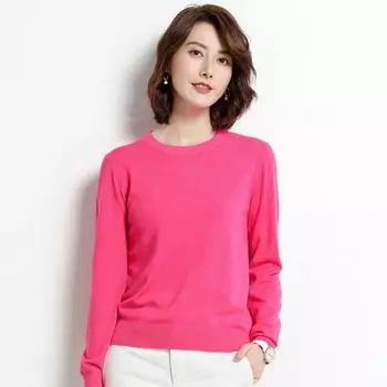 Женские зимние топы, однотонные, с круглым вырезом, с длинным рукавом, свитер, свободный XXL жёлтый