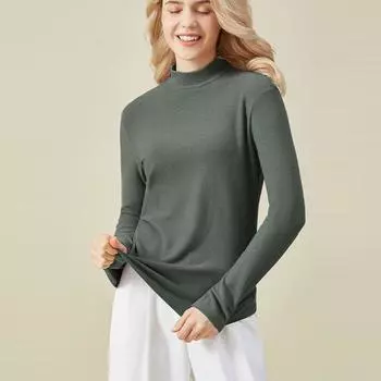 Женские зимние топы высокого качества, блузки, футболки с длинными рукавами, майки, термобелье, полуводолазка, пуловеры, свитер для женщин M белый