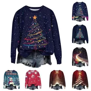 Женские зимние топы, женская толстовка с длинным рукавом, повседневная, с круглым вырезом, свободный крой, флисовые топы Pollover L циан