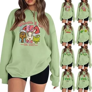 Женские зимние топы, женская толстовка с длинным рукавом, повседневная, с круглым вырезом, свободный крой, флисовые топы Pollover L армия зеленый