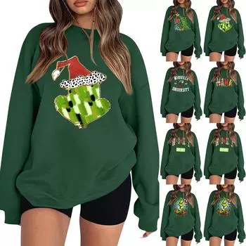 Женские зимние топы, женская толстовка с длинным рукавом, повседневная, с круглым вырезом, свободный крой, флисовые топы Pollover L армия зеленый