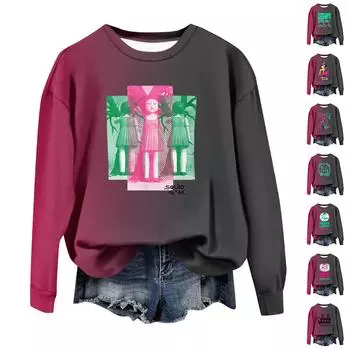 Женские зимние топы, женская толстовка с длинным рукавом, повседневная, с круглым вырезом, свободный крой, флисовые топы Pollover L