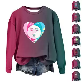 Женские зимние топы, женская толстовка с длинным рукавом, повседневная, с круглым вырезом, свободный крой, флисовые топы Pollover L темно-зеленого