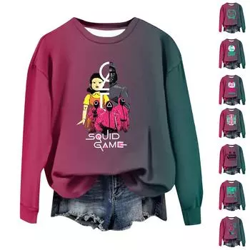 Женские зимние топы, женская толстовка с длинным рукавом, повседневная, с круглым вырезом, свободный крой, флисовые топы Pollover L