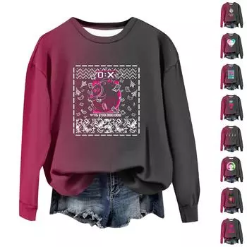 Женские зимние топы, женская толстовка с длинным рукавом, повседневная, с круглым вырезом, свободный крой, флисовые топы Pollover L