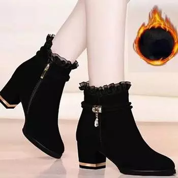 Женские зимние утепленные ботинки с подкладкой, большие размеры, теплые, нескользящие, низкие, дышащие, повседневные туфли 40