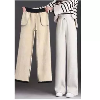 Женские зимние утепленные брюки Теплые зимние прямые утолщенные брюки Свободные брюки больших размеров 4XL