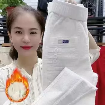 Женские зимние утепленные и утепленные брюки больших размеров, прямые, свободные, теплые брюки для отдыха 3XL