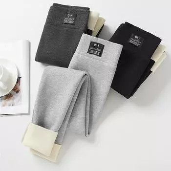 Женские зимние утепленные леггинсы из овчины L чёрный