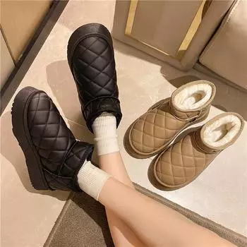 Женские зимние утепленные полусапожки с утеплителем, с круглым носком, удобные зимние сапоги с толстой подошвой 40 чёрный