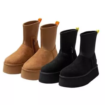 Женские зимние утолщенные бархатные ботинки для снега с боковой молнией на толстой подошве 39 коричневый