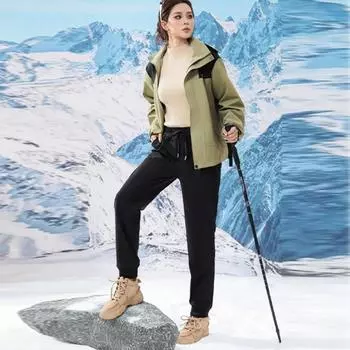 Женские зимние утолщенные повседневные брюки из кашемира, теплые, свободного кроя, с защитой колена, эластичным поясом, ветрозащитными брюками L