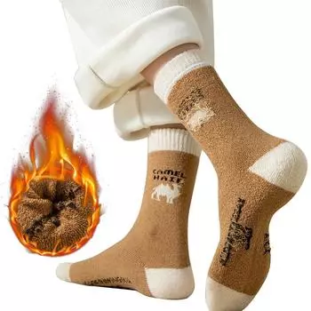 Женские зимние утолщенные теплые носки из верблюжьей махровой шерсти в северном стиле One size(36-44)