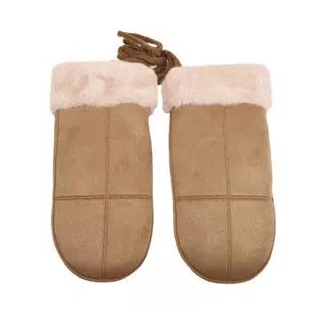 Женские зимние утолщенные варежки, теплые перчатки для защиты от холода, симпатичные перчатки с полным пальцем и бретелькой для езды на велосипеде One Size хаки