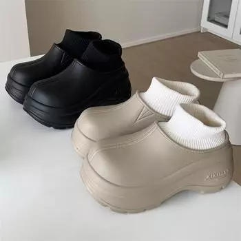 Женские зимние водонепроницаемые ботинки для снега, теплые хлопковые ботинки с меховой подкладкой, нескользящие, уютные домашние хлопковые туфли, мягкие плюшевые туфли 36-37 чёрный