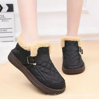 Женские зимние водонепроницаемые нескользящие хлопковые туфли без застежек - мягкая кожаная подошва, удобные и стильные, однотонные 9033, 38 кофейный