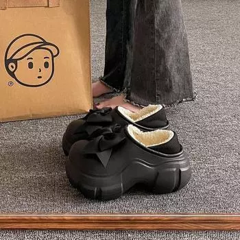 Женские зимние водонепроницаемые тапочки 2024 года из хлопка с бархатной подкладкой и толстой подошвой simple heel style, 40-41 белый