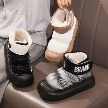 Женские зимние водонепроницаемые зимние ботинки женские повседневные теплые ботильоны женские плоские уличные модные хлопковые туфли 36-37 бежевый