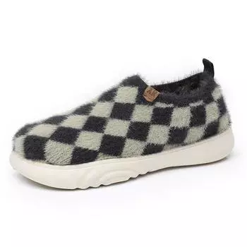 Женские зимние вязаные флисовые кроссовки для ходьбы, повседневные действительно теплые уличные кроссовки, нескользящие уютные домашние туфли для женщин, пушистые рабочие туфли-лоферы на платформе 36
