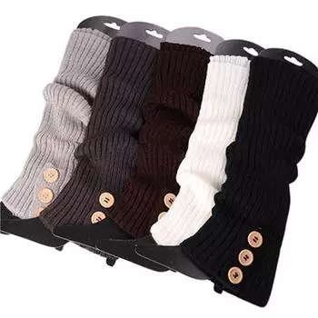 Женские зимние вязаные гетры на пуговицах, длинные леггинсы, носки, чулки