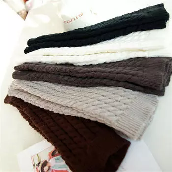 Женские зимние вязаные крючком теплые леггинсы для ног, чехол для ботинок кофейный