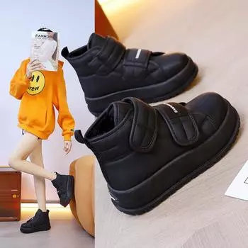 Женские зимние высокие кроссовки на подкладке из искусственного меха. Нескользящие зимние ботинки на открытом воздухе. Теплые короткие ботильоны на флисовой подкладке. Ботильоны из искусственной кожи для женщин.