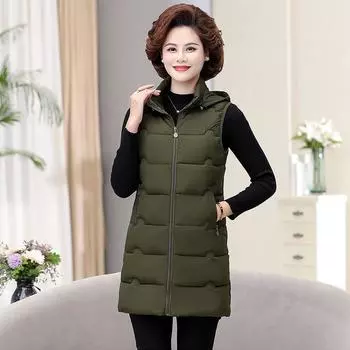 Женские зимние жилеты Куртка без рукавов Жилеты с подкладкой Длинные пальто Корейская мода Жилет женский XXXXXL чёрный