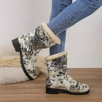 Женские зимние зимние ботинки до середины икры из искусственной замши, уличные ботильоны без шнуровки на подкладке из искусственного меха, повседневные ботинки на плюшевой подкладке, теплые женские туфли с высоким берцем 36 красный