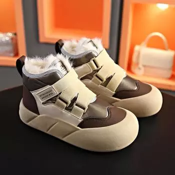 Женские зимние зимние ботинки на меховой подкладке, уличные нескользящие ботильоны из искусственной кожи, теплые ботинки на толстой подошве с плюшевой подкладкой, повседневная женская обувь с высоким берцем