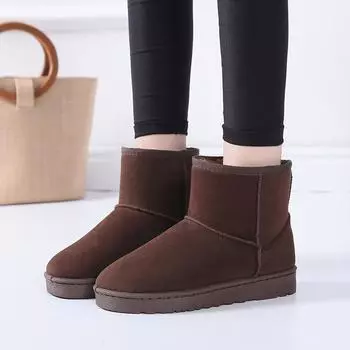 Женские зимние зимние ботинки на плоском каблуке и короткой трубке, утепленная бархатная теплая обувь больших размеров 35 хаки