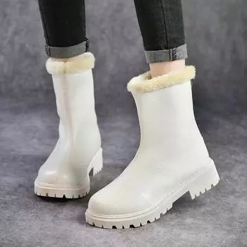 Женские зимние зимние ботинки на подкладке из искусственного меха. Нескользящие легкие ботильоны из искусственной кожи. Сапоги до середины икры на флисовой подкладке. Теплые женские туфли с высоким берцем.