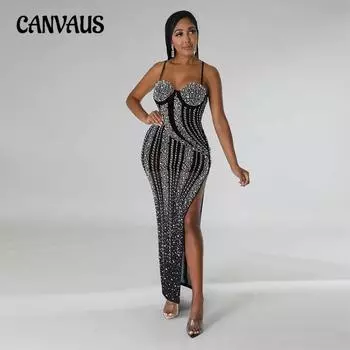 Женские знаменитости вечеринка в ночном клубе сексуальные подтяжки разрез горячие бриллиантовые платья M чёрный