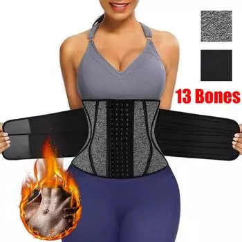 Женский 13 стальной костяной тренажер для талии, триммер, формирователь, послеродовой пояс для похудения, контроль живота 3XL чёрный