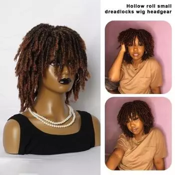 Женский афро-дредовый вьющийся парик с челкой, пушистые, естественно выглядящие, из высокотемпературного волокна, женские короткие синтетические волосы