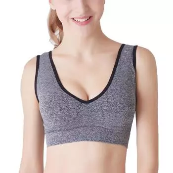 Женский активный бюстгальтер Бесшовные женские виброустойчивые бюстгальтеры для фитнеса с эффектом пуш-ап для легкой атлетики XXXL чёрный