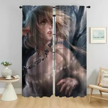 Женский эльф тюль для спальни элегантные шторы для комнаты 2 шт гостиная занавеска Хэллоуин украшения оттенки перегородка кухня W50xH70cmx2pcs