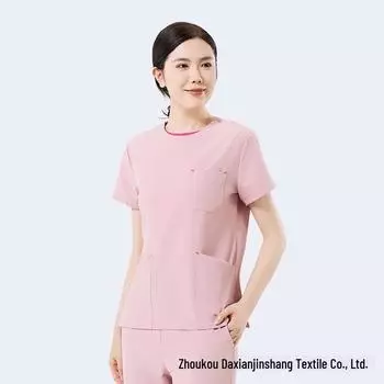 Женский эластичный быстросохнущий костюм-скраб - Хирургический халат медсестры с круглым вырезом для рабочей одежды в операционной, лето L