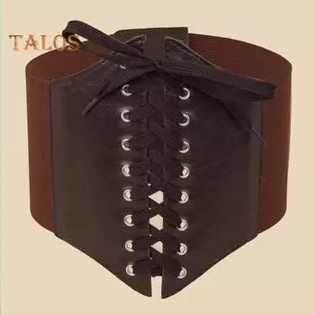 Женский эластичный корсет, регулируемый широкий пояс на шнуровке, искусственная кожа, утягивающий пояс, платье, рубашка, украшение кофейный