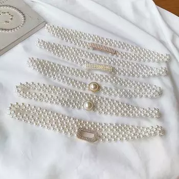 Женский эластичный пояс с цепочкой на талию, 1 шт., с бриллиантовым декором 62*2cm