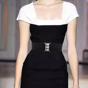 Женский эластичный пояс с пряжками 27x2 дюйма, простой декоративный пояс для платья белый