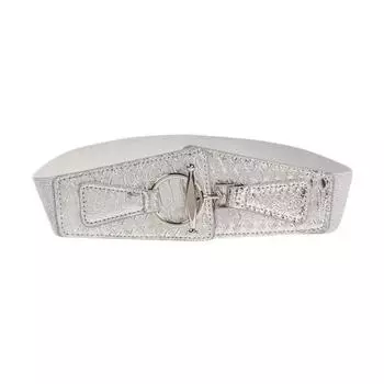 Женский эластичный пояс с золотой пряжкой, износостойкий ремень для рубашки, широкий край, для пальто, платья, эластичный пояс, модные аксессуары серебряный
