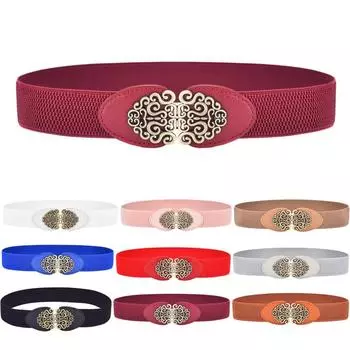 Женский эластичный пояс в стиле ретро, широкий эластичный ремень для девочек, модный аксессуар, подходит для сочетания с юбками, брюками, платьем, победой 65cm(68cm to 100cm)