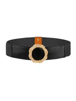 Женский эластичный поясной ремень, широкий регулируемый поясной ремень чёрный