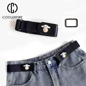 Женский эластичный ремень без пряжки, нейлоновая тесьма, парусиновая повседневная эластичная резинка на талии, невидимый ремень, джинсовая полоса для платья HB2302 42-67cm чёрный