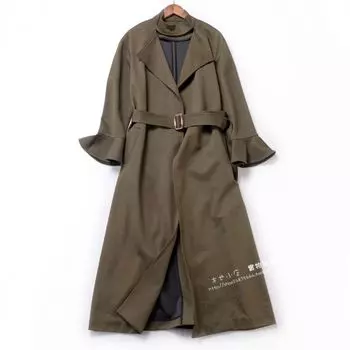 Женский элегантный элегантный кардиган средней длины и длинный Green without a belt XL