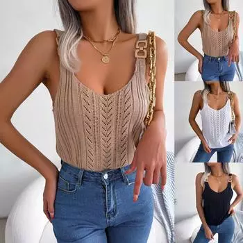 Женский элегантный и модный дизайн, повседневный топ с металлической пряжкой и v-образным вырезом для отдыха L чёрный