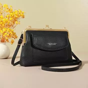 Женский элегантный клатч из искусственной кожи, современный дизайн, застежка-молния и замок-поцелуй, сумка через плечо с регулируемым ремешком светло-розовый