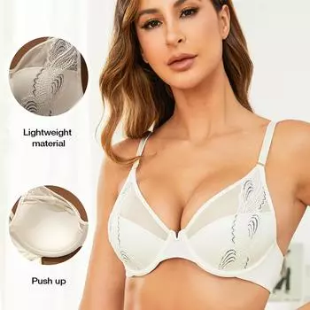 Женский элегантный легкий бюстгальтер пуш-ап 32B белый