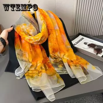 Женский элегантный летний легкий шарф, мягкая, уютная, тонкая, дышащая шаль, солнцезащитный длинный шарф, универсальная накидка с печатным дизайном