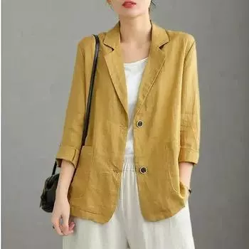 Женский элегантный однотонный блейзер, осеннее пальто, повседневное пальто с длинным рукавом и одной пуговицей, женская верхняя одежда с лацканами, свободного покроя XXXL чёрный